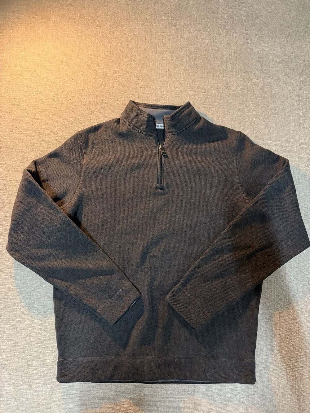 Peter Millar Men's Quarter-Zip Pullover Sweater Charcoal Grey Medium
